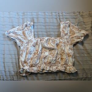 1. State White and Brown Floral Top